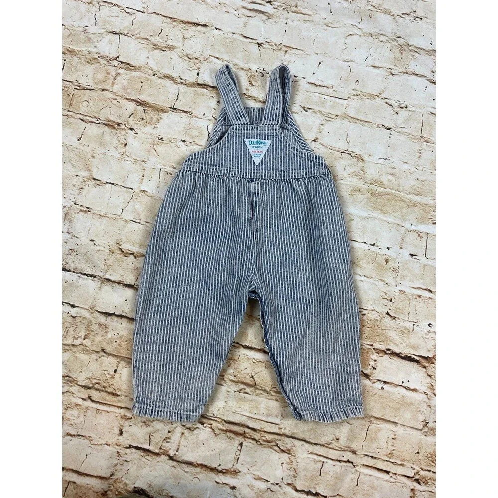 Vintage 80s Oshkosh Stripe Acid Wash Overalls